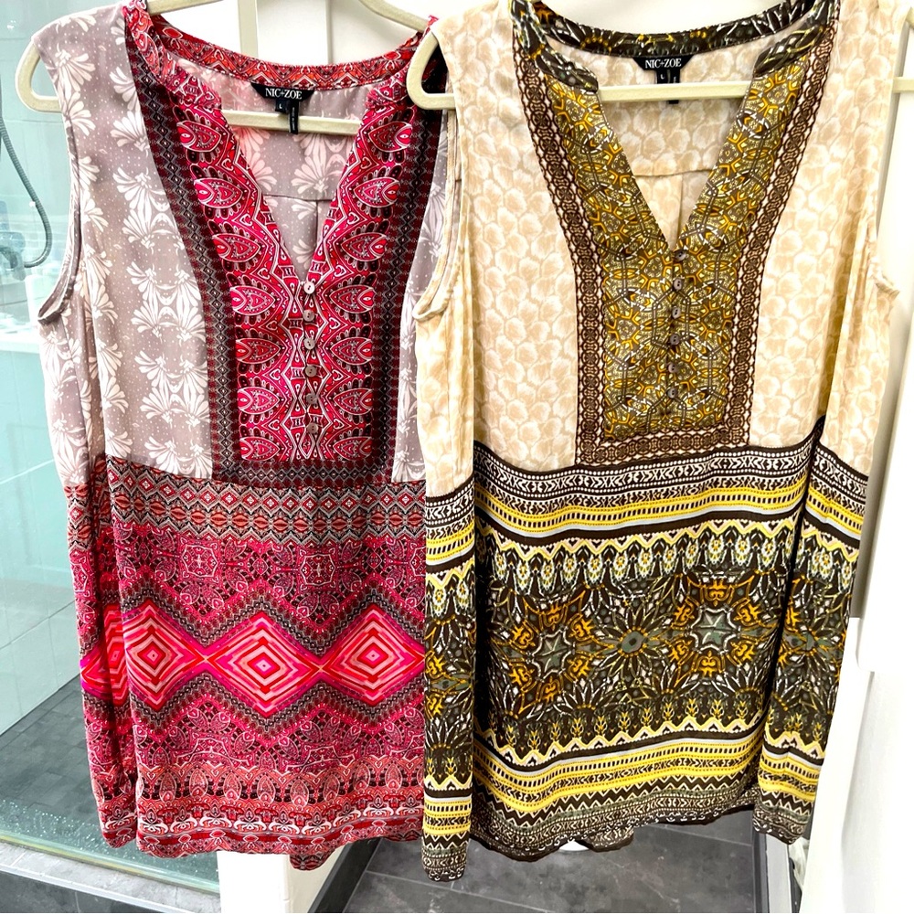 Lot Of 2 Nic + Zoe Sleeveless Tunics